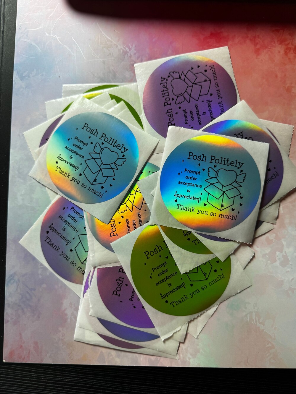 ★ 30 Poshmark Seller Holographic Prompt Acceptance Thank You Stickers